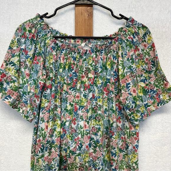 H&M Green Floral Print Short Sleeve Off the Shoulder Dress Size XS - Picture 2 of 8